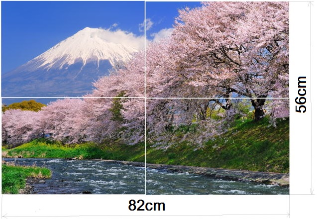風呂ポスター　 桜と富士山